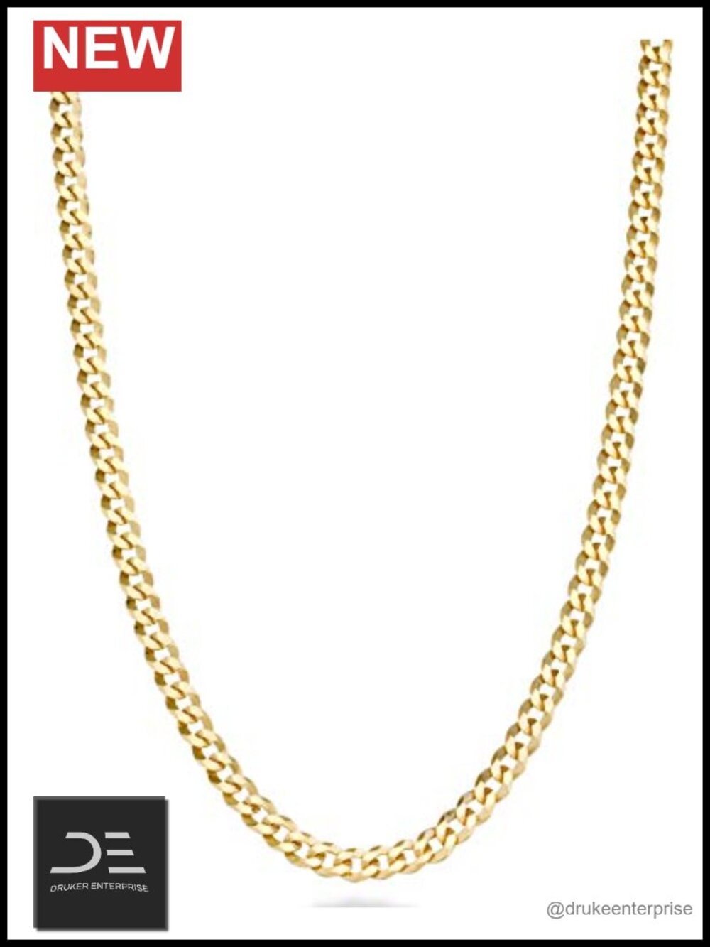 18K Gold Plated 925 Sterling Silver 3.5mm Cuban Chain Necklace